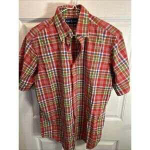 Ralph Lauren Shirt Men's Plaid Button Down Classic Fit Short Sleeve Colorful Med